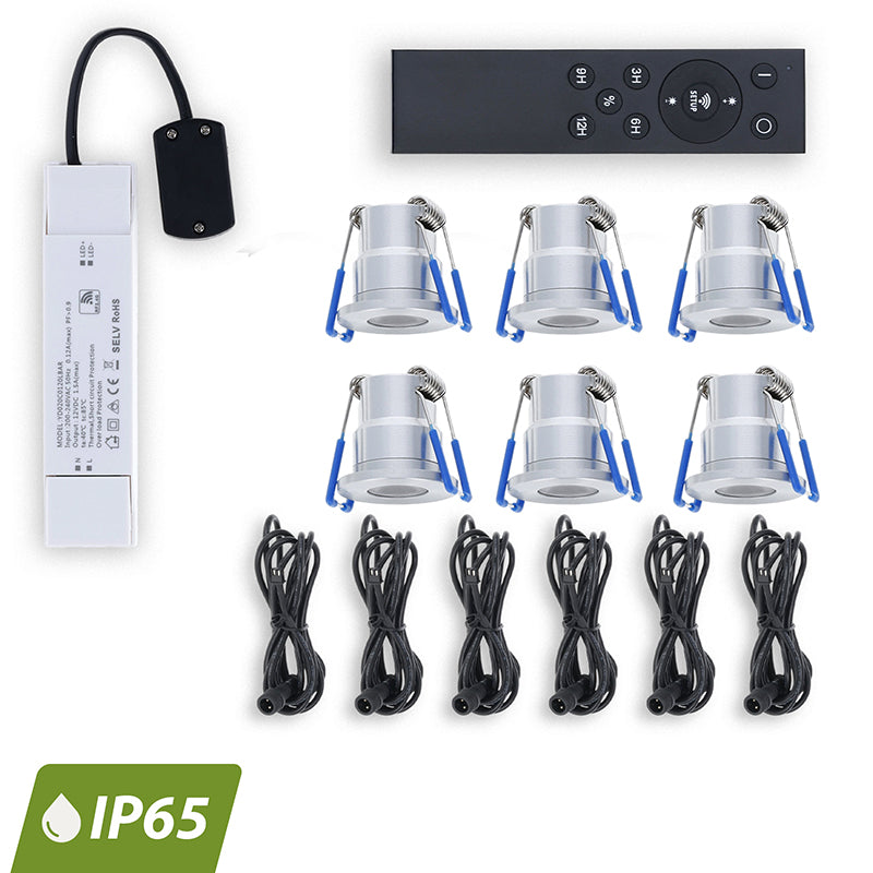 LED Veranda inbouwspot | Ø28mm | 3 W | Dimbaar - Zilver | Bundel 6 Stuks | 2700K - Warm wit - Outledtl.nl
